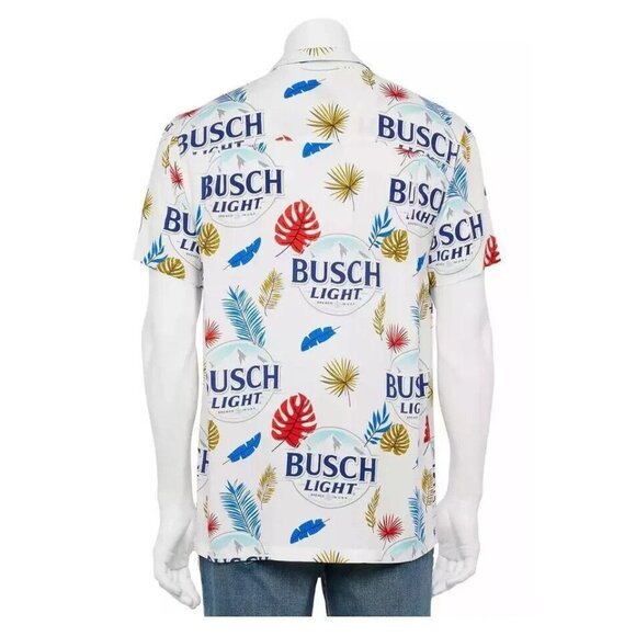 Busch Light Beer Men’s Camp Hawaiian Shirt Rayon Button Up Size Small NWT - Picture 3 of 5